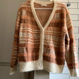 Promesa Size Medium Women’s cardigan, cream, taupe, light coral,great condition